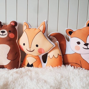Soft Woodland Animal Toy, Animal Nursery Decor, Woodland Animal Pillow, Kids Room Decorative Pillow,