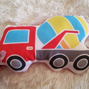 Cement Truck Pillow, Garbage Truck Pilllow, Boys Decorative Pillow, Kids Room Decor, Boys Room Decor image 8