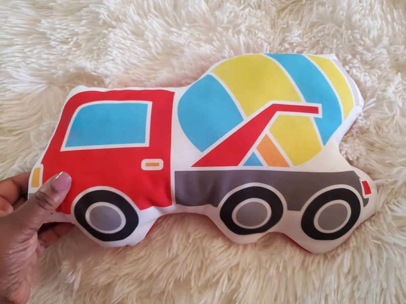 Cement Truck Pillow, Garbage Truck Pilllow, Boys Decorative Pillow, Kids Room Decor, Boys Room Decor image 8