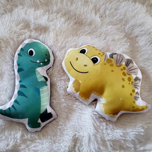 Soft Stuffed Dinosaur Pillow Toy, Plush Dinosaur, Green, Yellow