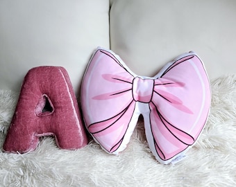 Pink Bow Shaped Pillow: Girls Nursery Decor