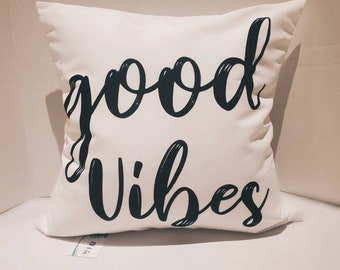 Good Vibes Pillow Inspirational Motivational Pillow COVER INSERT 18x18 Etsy