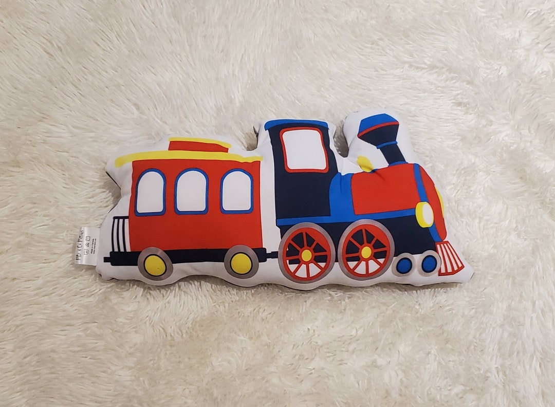 Train Shaped Decorative Kids Pillow, Train Sleep Toddler Name Pillow