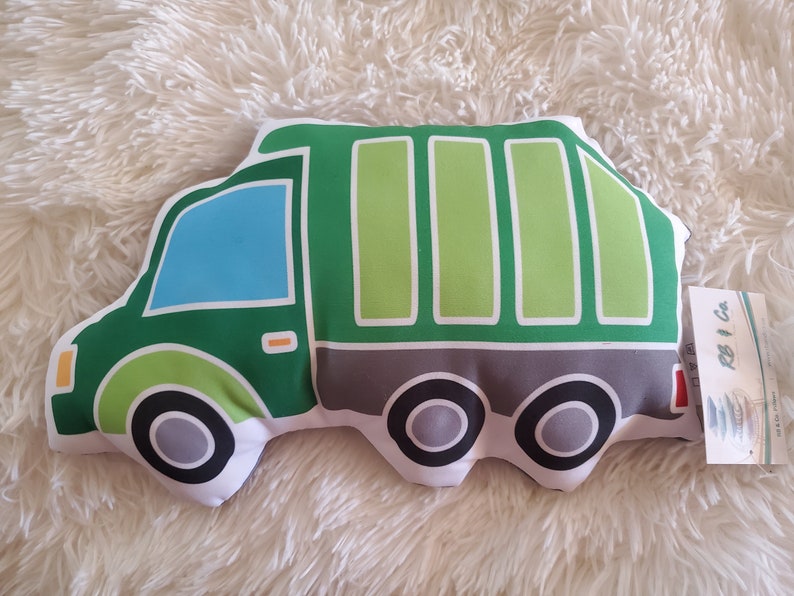 Cement Truck Pillow, Garbage Truck Pilllow, Boys Decorative Pillow, Kids Room Decor, Boys Room Decor image 3