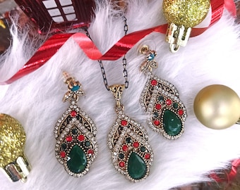 Authentic Turkish Jewelry Set  Gift Vintage Design Ottoman Jewelry DAYE Hurrem Sultan Magnificent Century Christmas Gift For Her