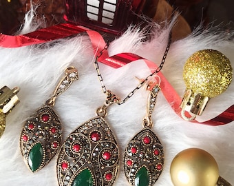 Authentic Turkish Ottoman Jewelry Set Gift Vintage Design  MAHIDEVRAN Sultan Hurrem Sultan Magnificent Century Christmas Gift For Her