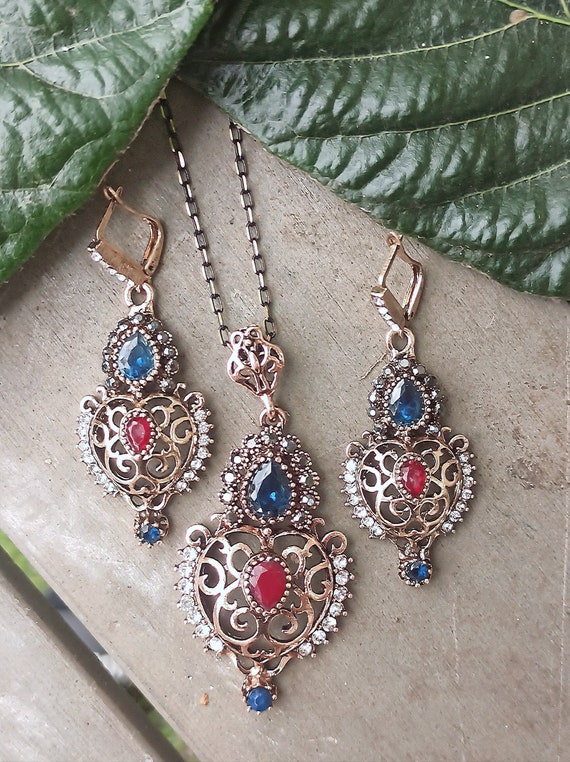 Authentic Turkish Jewelry Gift Set Earrings Necklace Unique