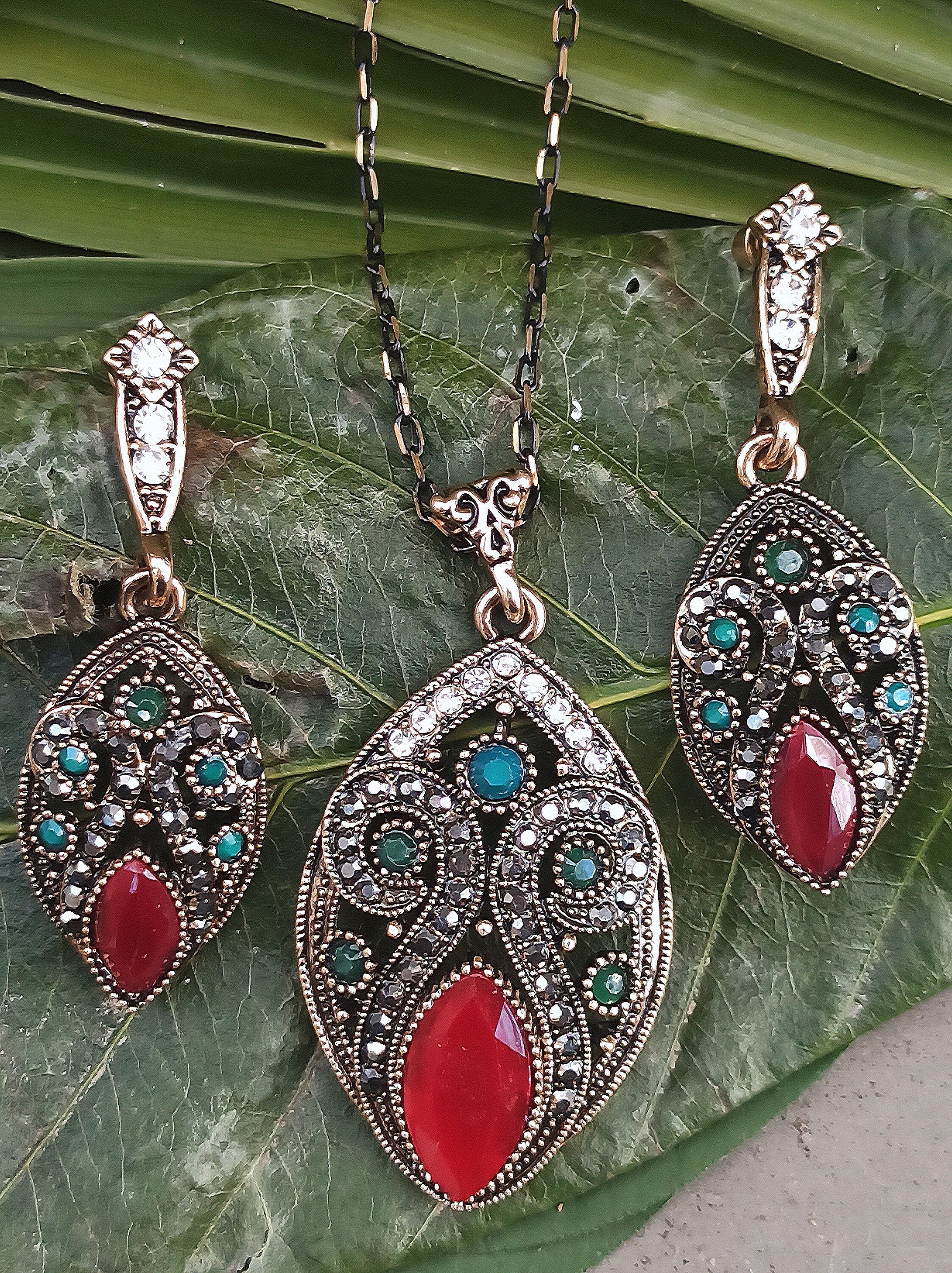 Authentic Turkish Ottoman Jewelry Set Gift Vintage Design