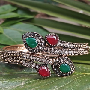 Authentic Turkish Bangle Jewelry Gift Unique Vintage Design Ottoman Style Hurrem Sultan Magnificent Century Christmas Gift For Her