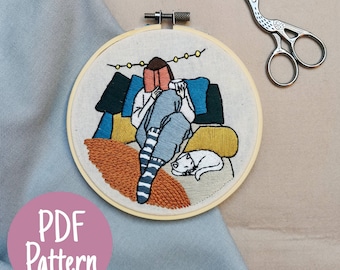 Cozy | Embroidery pattern |  Embroidery diy | Contemporary Embroidery