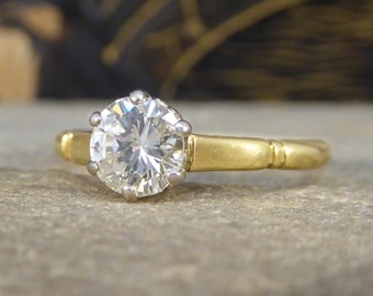 Vintage 0.82ct Diamond Solitaire Ring in 18ct Yellow Gold