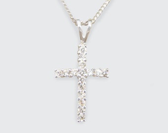 Diamond Cross Necklace in 18ct White Gold on 16inch 18ct White Gold Chain