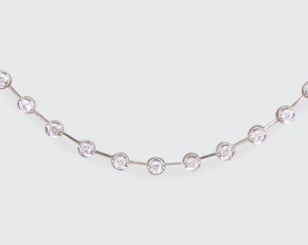 Brilliant Cut Diamond Spacer Line Necklace in 18ct White Gold