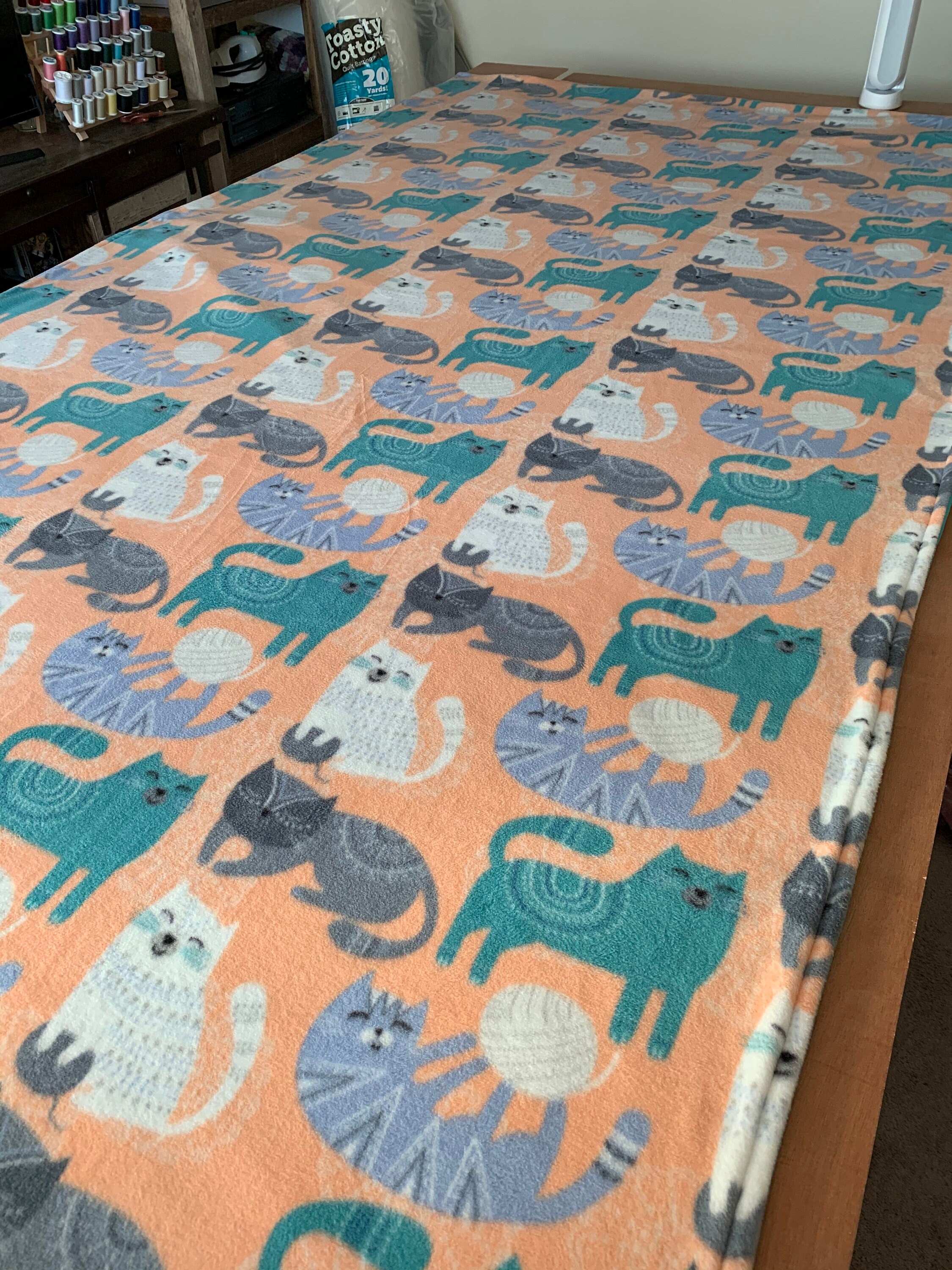 Multi Color Cats Double Sided Extralong Fleece Blanket Etsy