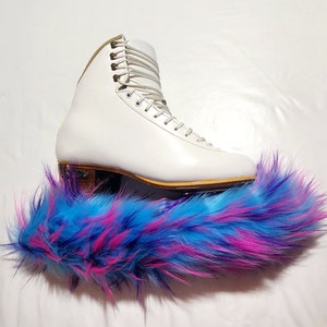 Blue with Purple & Hot Pink Spike - Extra Fluffy Fuzzy Ice Skating Soakers