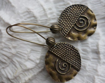 Hippie, retro, boho, earrings, bronze, earrings, retro, vintage chic, earrings,