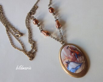 Rococo, vintage cabochon, romantic long chain, *ROKOKO love*, nostalgic style, Art Nouveau, Art Nouveau style, old and new