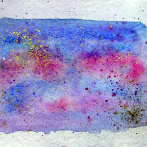 GOLDEN GALAXY, abstrait, fantaisie, aquarelle, aquarelle, original, sans impression, cadeau d'anniversaire, carte de voeux, décoration murale, peinture de paysage