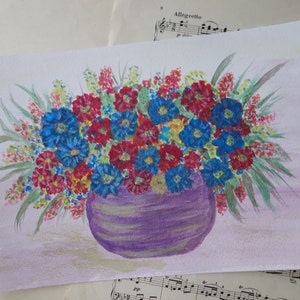 BOUQUET COLORATO, acquerelli glitterati, dipinto a mano, quadro originale, senza stampa, acquerello, senza cornice, decorazione murale, regalo, quadro floreale