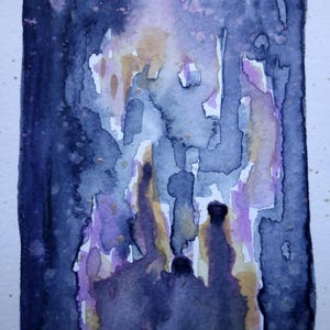 ILLUSION1- Indigo Purple, astratto, arte astratta, acquerello, pittura fantasy, regalo, collezione, decorazione, biglietto, murale, originale