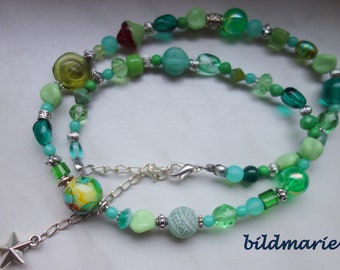 Green necklace, glass beads, *summer green*, bead mix, glass beads, colourful, summer necklace, hippie, boho, choker, beach, party, fun, joy,