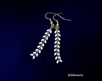 White earrings, chevron earrings, filigree earrings, *White and delicate*, hippie, boho, vintage art