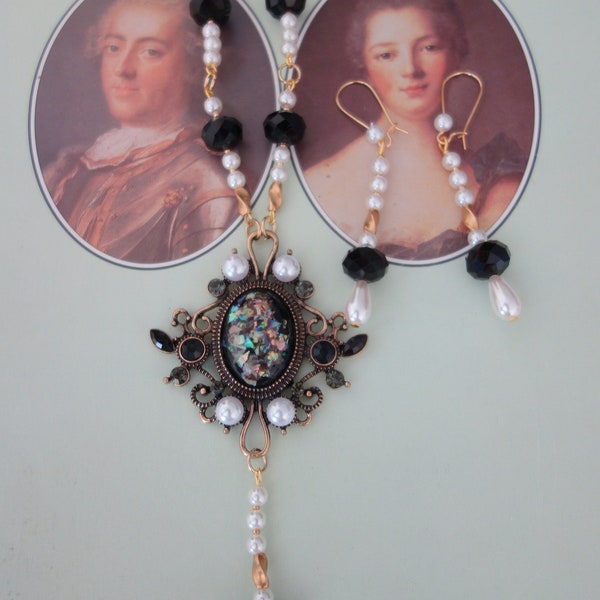 Style baroque, parure de bijoux, *Madame Minett*, collier et boucles d'oreilles de style Art Nouveau, Baroque, Romantique