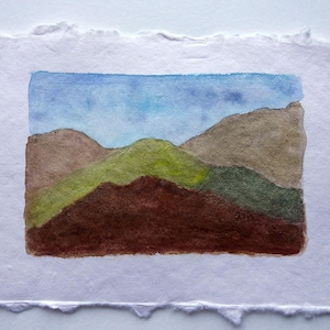BERGLANDSCHAFT, Landschaftsbild, Miniaturaquarell, kleines Bild, Geschenk, Grusskarte, Original, Wanddeko, Geburtstagsgeschenk, Muttertag