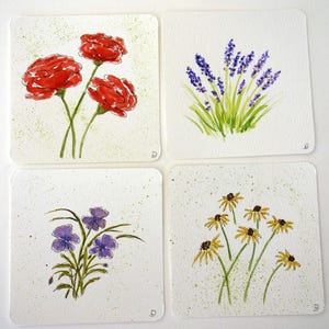 Fotos de flores, fotos em miniatura, flores, aquarela, fotos originais, sem moldura, mini fotos, 9 x 9 cm, presente, Páscoa, Dia das Mães, individualmente ou em conjunto