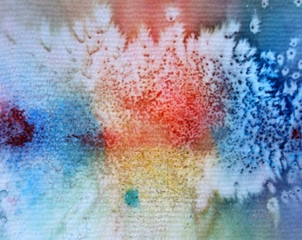 Colorful ice crystals, watercolor, fantasy, abstract, picture, wall decoration, unique, handmade, original picture, unframed, A 4, watercolor picture, bildmarie