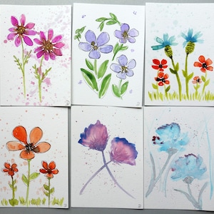 Aquarelkaarten, ansichtkaarten, geschilderde afbeeldingen, aquarel, A6-afbeeldingen, kleine schilderijen, ansichtkaartformaat, bloemenafbeeldingen, bloemenkaarten, bloesemafbeeldingen