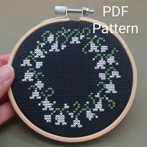 Lily of the Valley Wreath - PDF cross stitch pattern