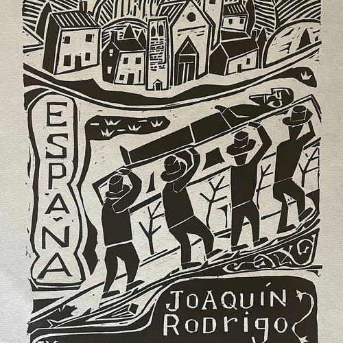 Death of a Poet (Joaquin Rodrigo, Concierto de Aranjuez), shops Woodcut, Edition 3/20, 1999, Signed by artist John A. Knudsen, Edition by artist