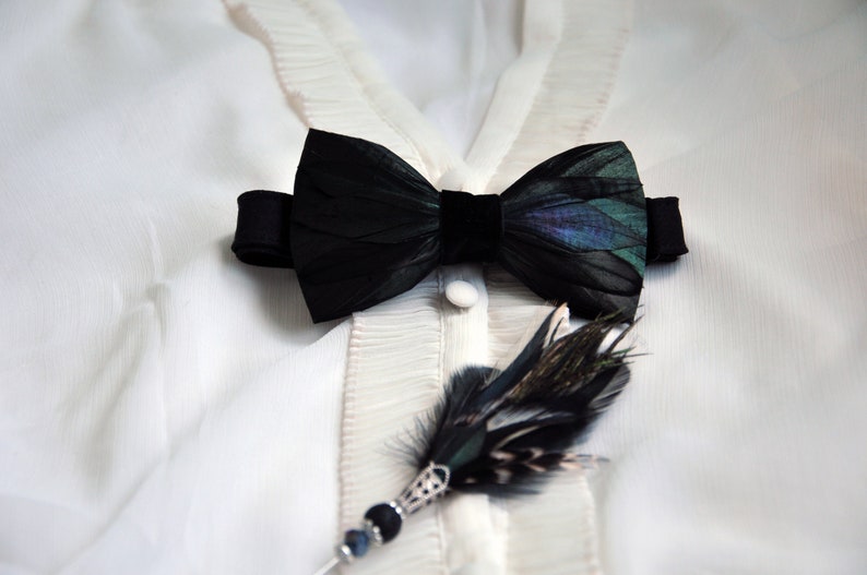 Bow Tie and Boutonniere Feathers Bow Tie Deep Green Bird - Etsy