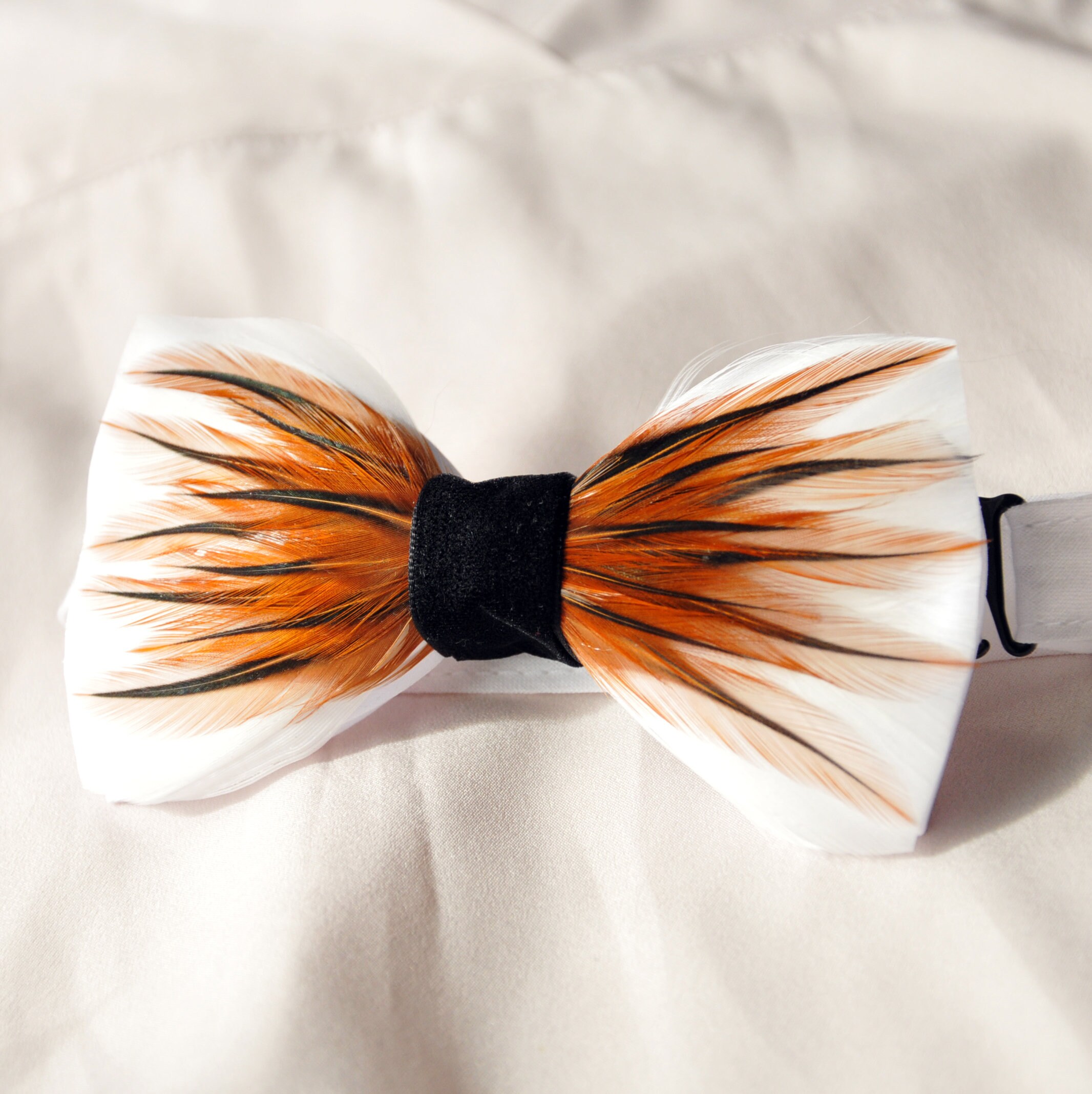 Ginger and White feathers bow tie Bird feathers bow tie Bow Etsy
