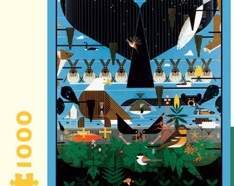 Charley Harper Glacier Bay Alaska Puzzle – 1.000 Teile, 51 X 74 Cm, Kunstpuzzle Für Erwachsene
