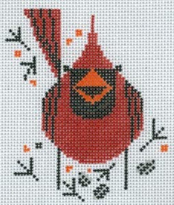 Cardinal and Seed Ornament Needlepoint Pattern - Etsy