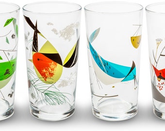 Charley Harper Bird Glasses II (Set of 4)