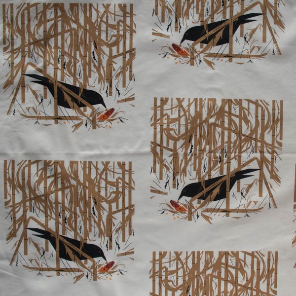 Charley Harper Crow in the Snow Half-Yard Organic Poplin Fabric