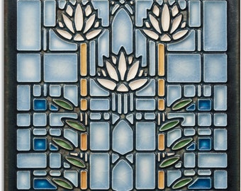 Frank Lloyd Wright Waterlilies Tile (Light Blue) 6”x8”