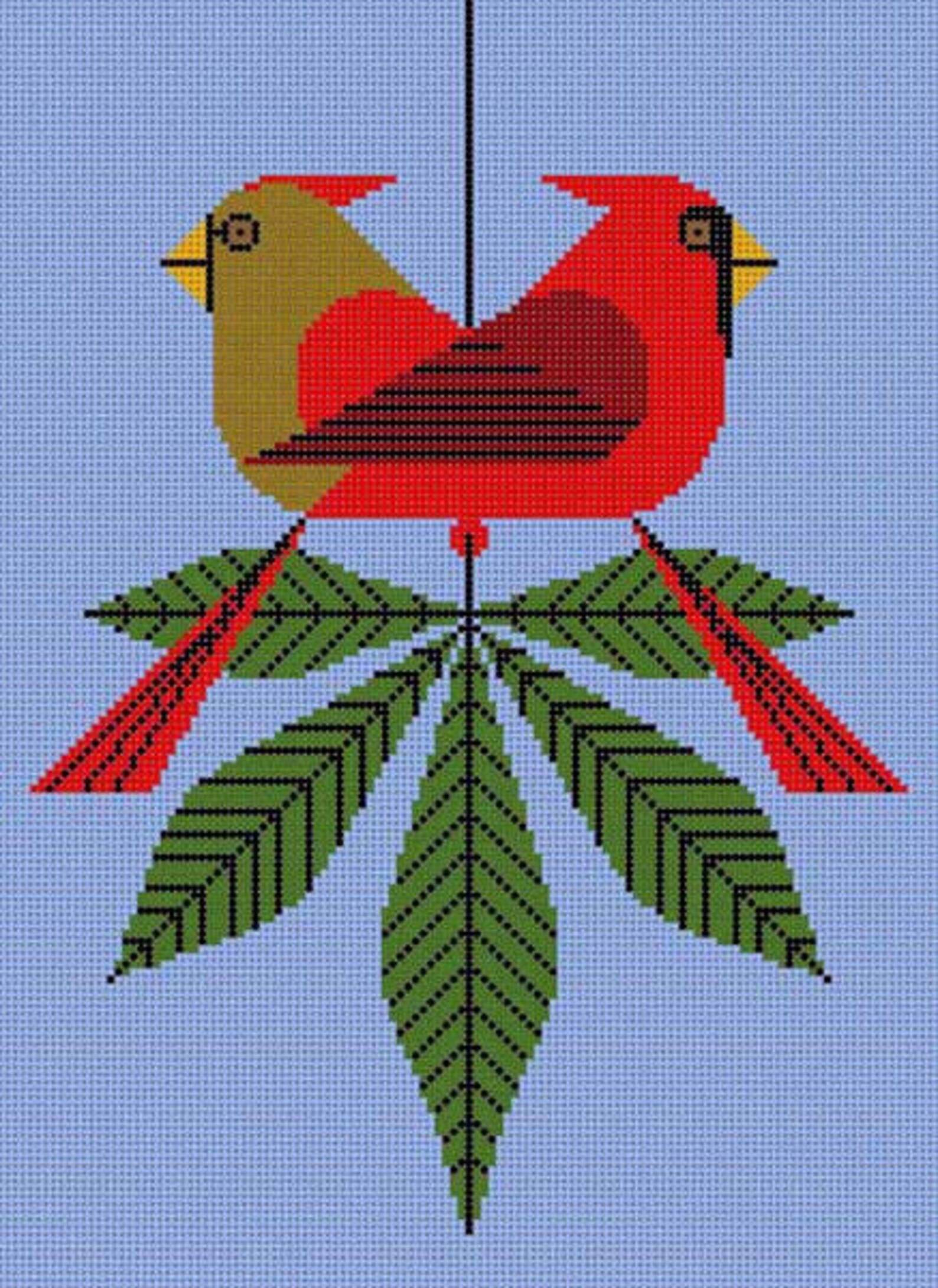 Cardinals Consorting Needlepoint Pattern Etsy