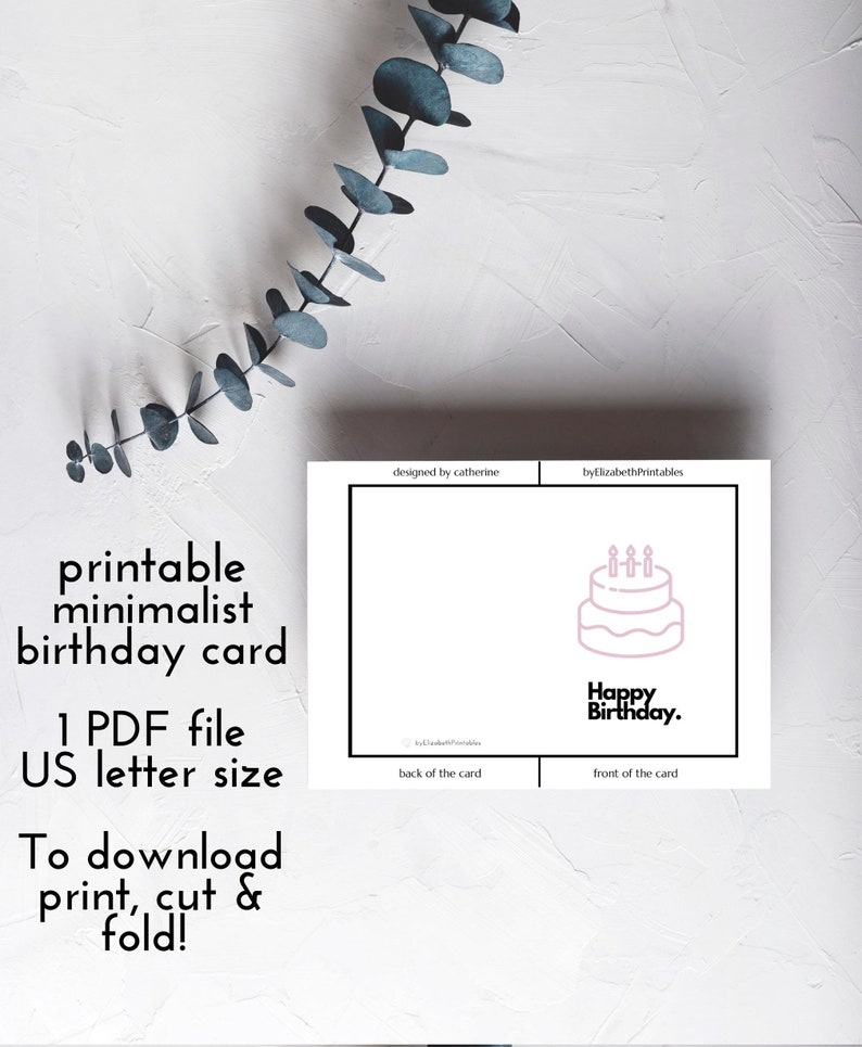 Printable Birthday Card Instant Download 7x5 Simple Birthday - Etsy