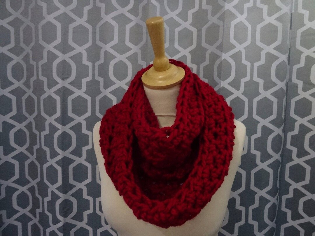 Super Chunky Scarf / Snood / Infinity Scarf Hand Crafted Crochet Cherry ...