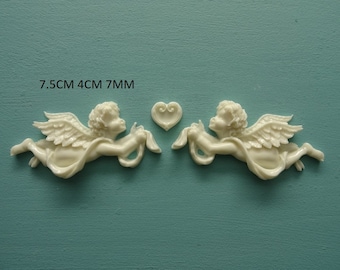 Decoration resin cherub and heart applique onlay furniture moulding Z98