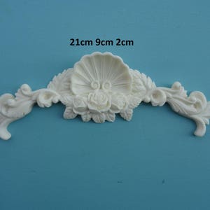 Decorative large rose shell center applique furniture moulding 057A