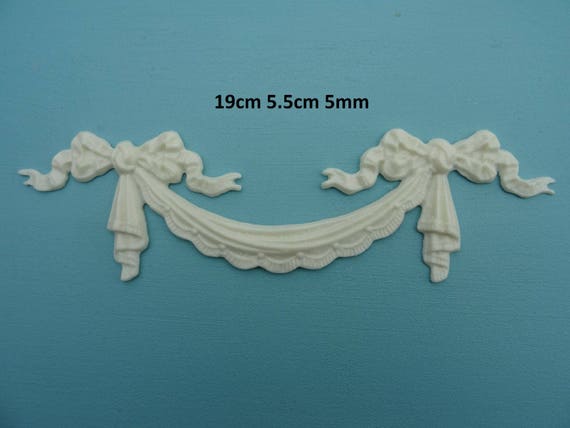 Decorative swag and bows resin applique furniture moulding onlay 042A 
