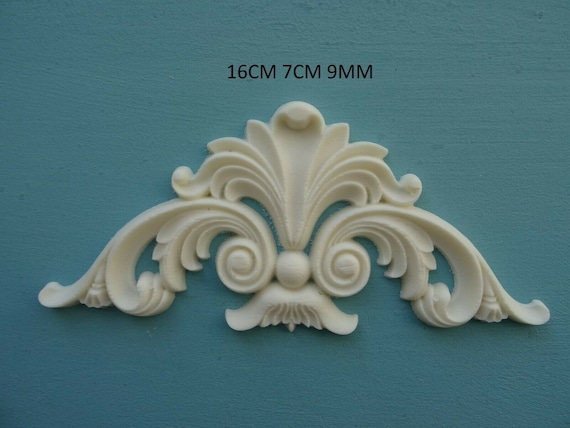 Aplique De Resina Para Muebles – Moldura Pergamino Decorativo B90 – Blanco (Forever Chic)
