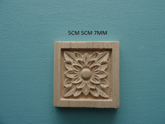 Decorative square flower tile wooden furniture moulding applique onlay DF16
