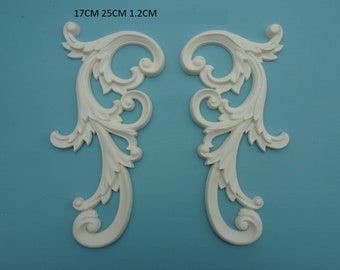 Decorative large ornate scrolls x 2 applique furniture moulding M6