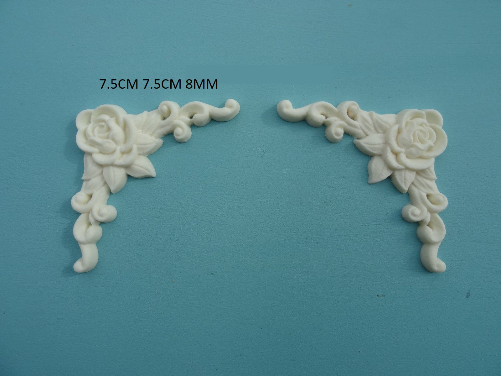 Decorative large scroll corners x 6 applique onlay furniture moulding M1X6
